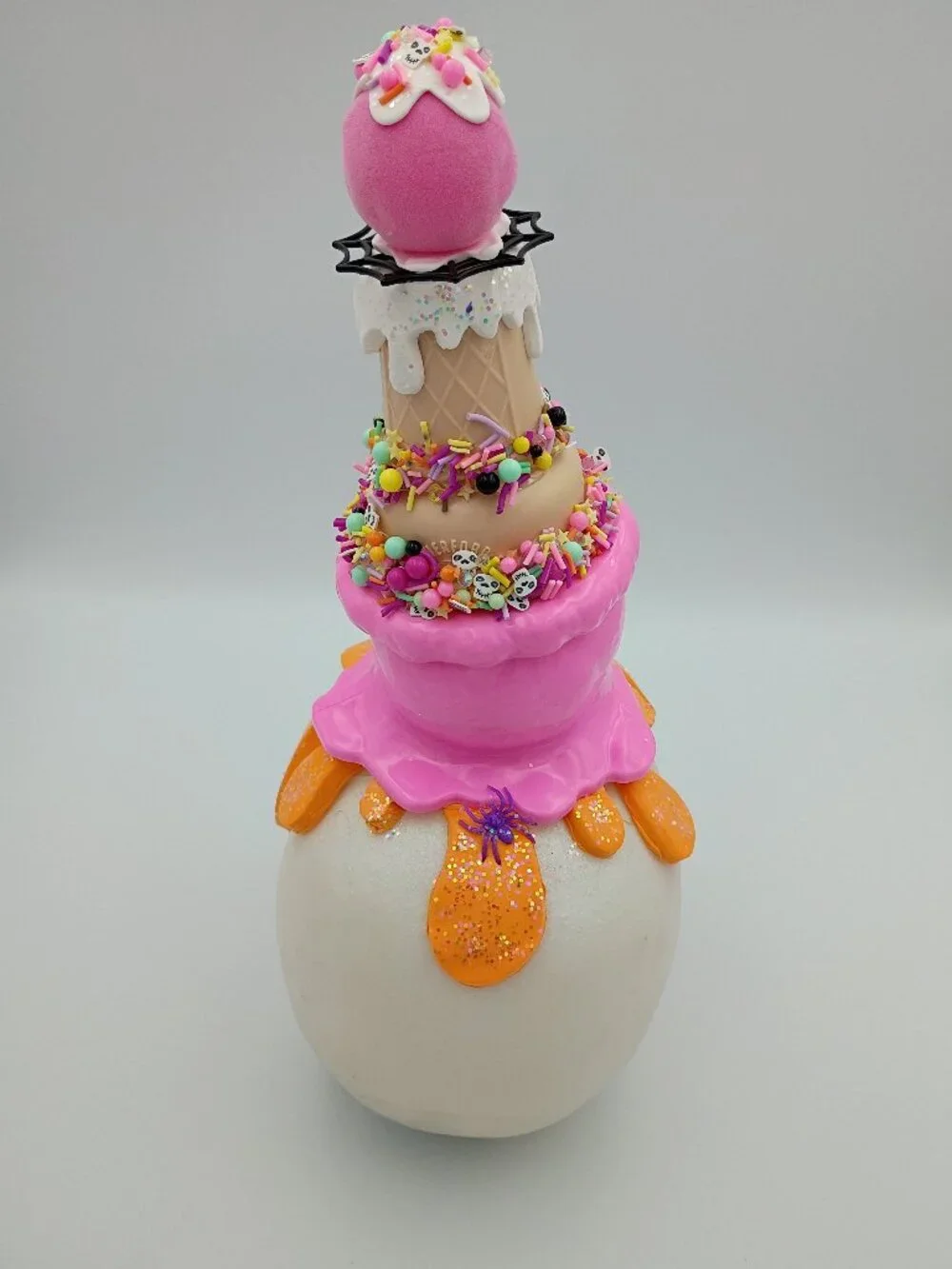 Pink Halloween Skull Centerpiece, Whimsical Skull Decor, Candy Halloween Decor